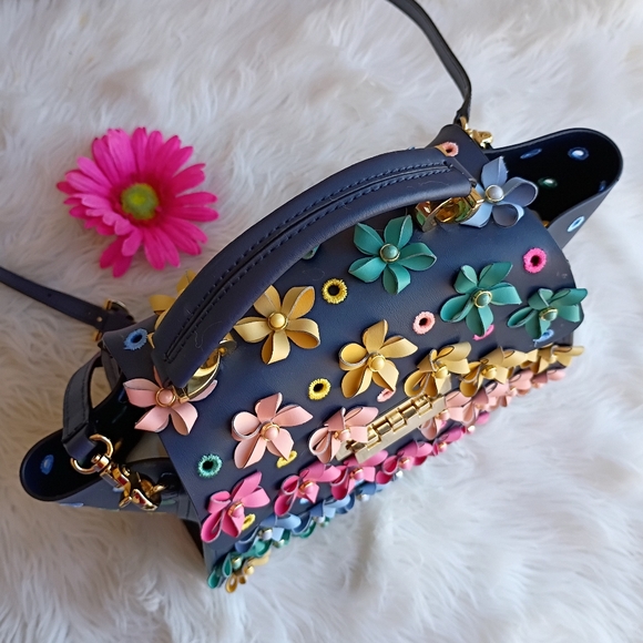 Zac Posen Blue Rainbow Floral Parisian Nights Eartha Top Handle Convertible Bag - Picture 12 of 16